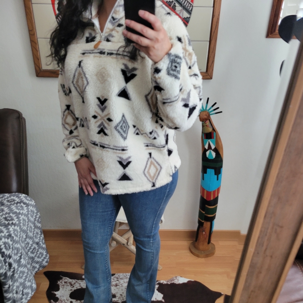 CAMPER Soft Tribal Quarter Zip Pullover - Picture 2 of 16